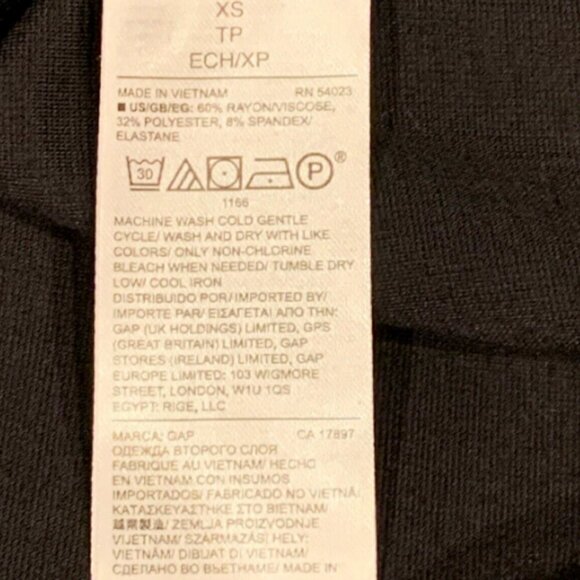 NWT Gap LBD Black Stretch Dress Womens Sz XS Flutter Sleeve Fit & Flare #222B - Picture 9 of 9